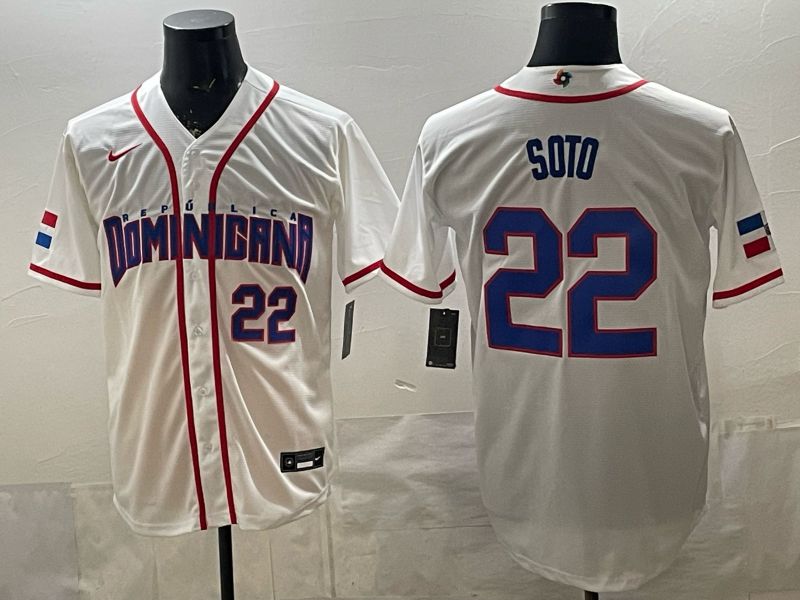 Men 2026 World Cub #22 Soto White Game Nike MLB Jersey style 005